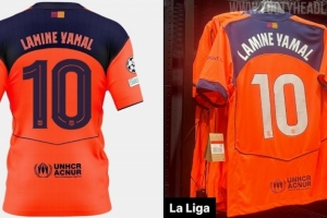 变丑了？巴萨第三球衣只能印白色字体，看起来效果差多了