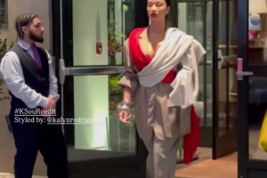 结果被拍到在街头争吵！杰伦-格林与40岁女友本去参加时装周~